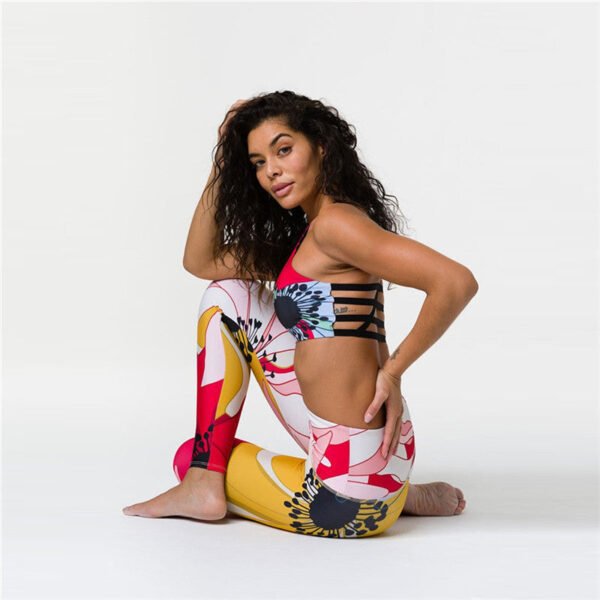 Printed backless yoga fitness set - Image 4