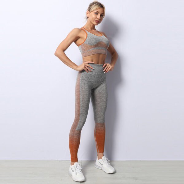 Seamless Knitted Yoga Suit Women's Lulu Yoga Fitness Sports Bra Vest High Waist Yoga Pants - Image 6