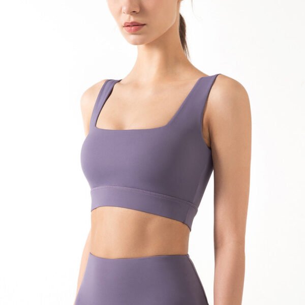 New Sports Square Neck Bra Women'S Running Fitness Shockproof Gathered Breathable Yoga Fitness Vest Women - Image 4