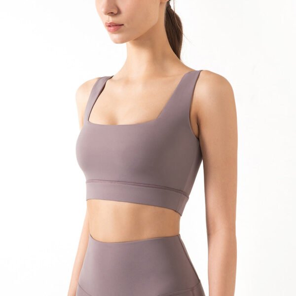 New Sports Square Neck Bra Women'S Running Fitness Shockproof Gathered Breathable Yoga Fitness Vest Women - Image 5
