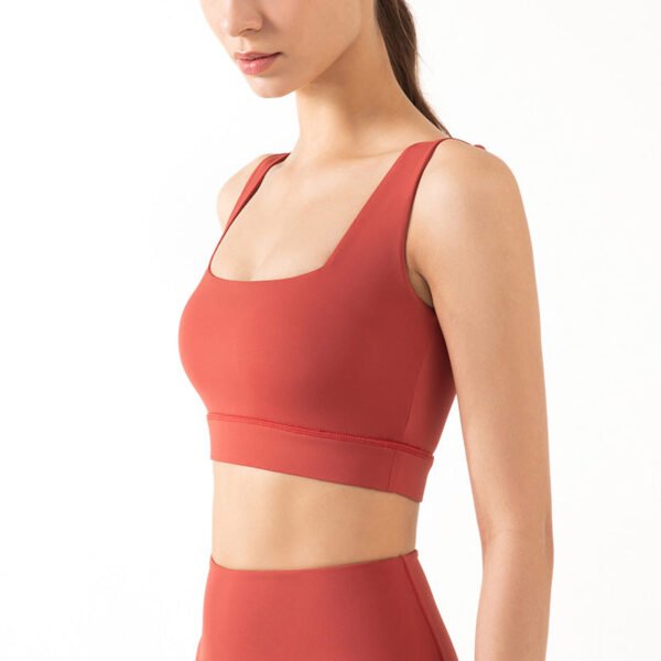 New Sports Square Neck Bra Women'S Running Fitness Shockproof Gathered Breathable Yoga Fitness Vest Women - Image 2