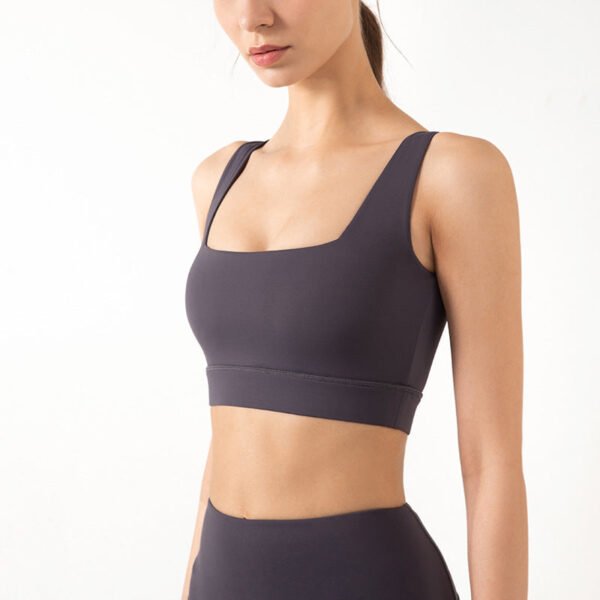 New Sports Square Neck Bra Women'S Running Fitness Shockproof Gathered Breathable Yoga Fitness Vest Women - Image 6