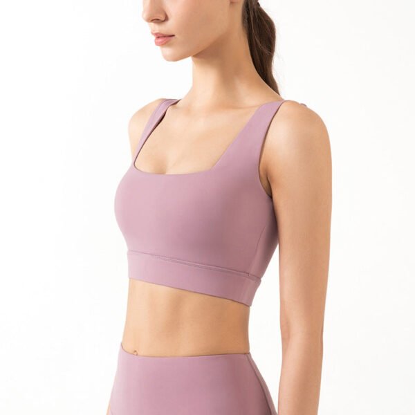 New Sports Square Neck Bra Women'S Running Fitness Shockproof Gathered Breathable Yoga Fitness Vest Women - Image 3