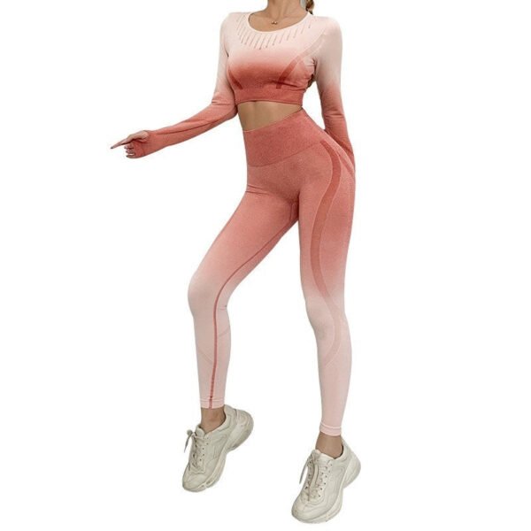 Women Yoga Suit Sport Tops Pants Set Fitness - Image 2