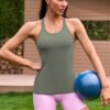 Ribbed Workout Tank Tops with Built in Bra - Image 8