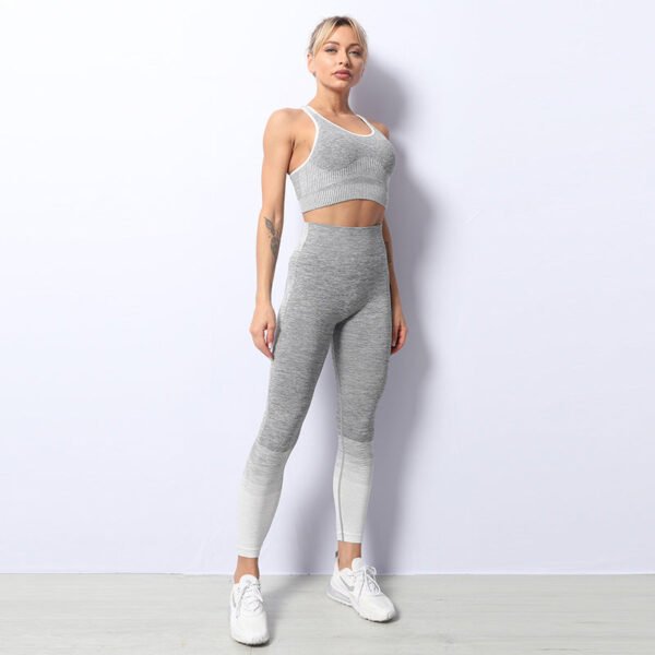 Seamless Knitted Yoga Suit Women's Lulu Yoga Fitness Sports Bra Vest High Waist Yoga Pants - Image 5