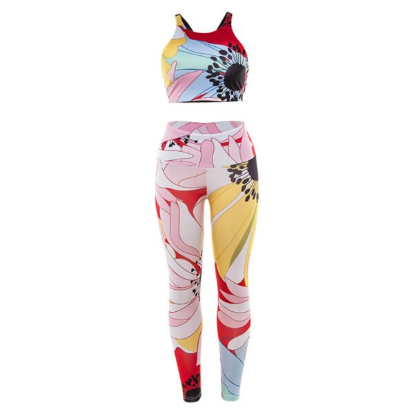 Printed backless yoga fitness set - Image 5