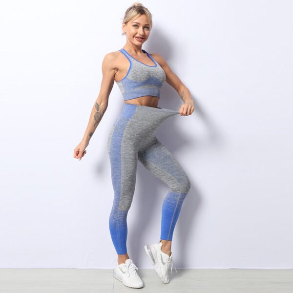 Seamless Knitted Yoga Suit Women's Lulu Yoga Fitness Sports Bra Vest High Waist Yoga Pants - Image 8