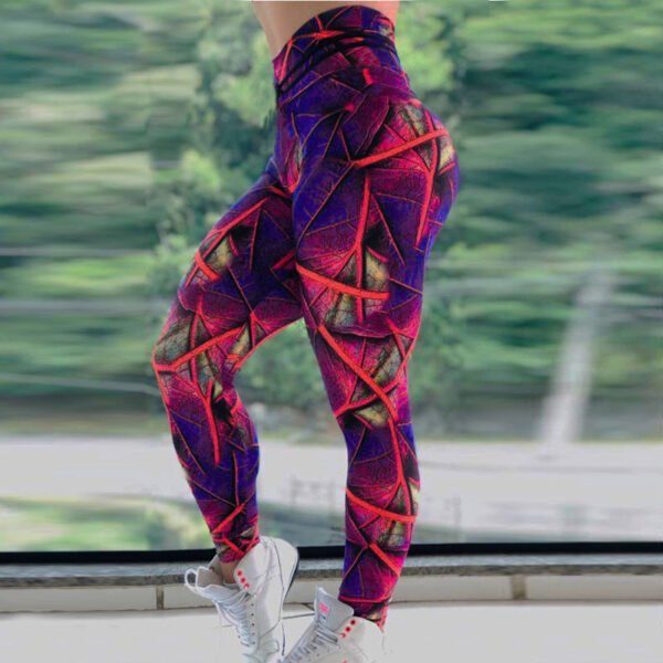 Leaf print fitness yoga pants - Image 8
