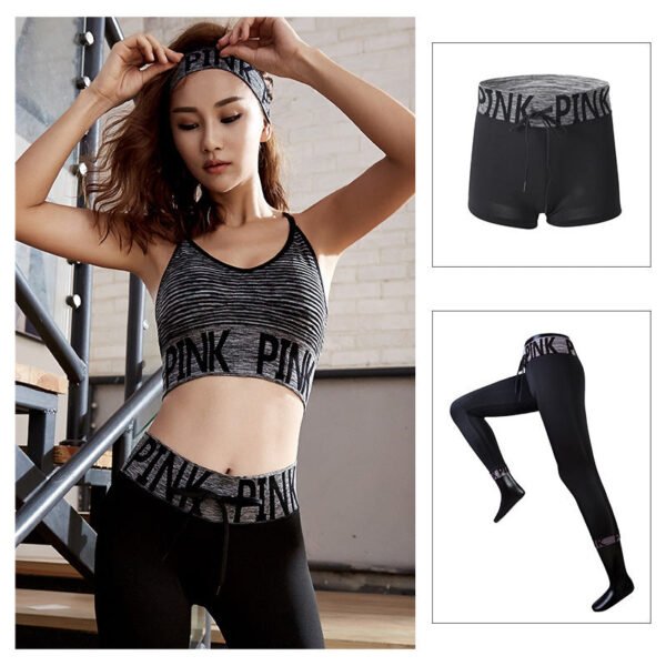 English Alphabet Yoga Clothes Three-piece Suit Women - Image 4