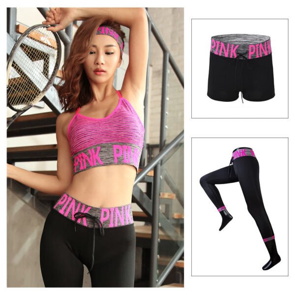 English Alphabet Yoga Clothes Three-piece Suit Women - Image 3