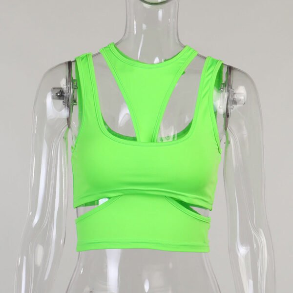 Tops Sexy Sleeveless Hollow Positive And Negative Sports Undershirt Yoga Tops - Image 2